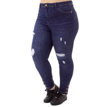 Imagem de Calça Jeans Cigarrete Destroyed Plus Size Feminina Sol Jeans