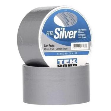 Imagem de Fita Adesiva Silver Tape Reforçada Prata 48mm X 5M Rolo Tekbond