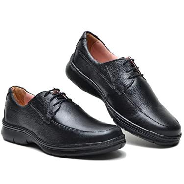 Imagem de Sapato Social masculino sola antistress couro F501 preto Cor:Preto;Tamanho:39;Genero:Masculino