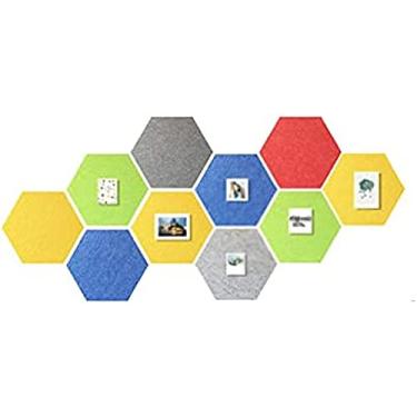 Imagem de KRASS 10 peças placas de aviso de feltro, criatividade, painéis acústicos hexagonais coloridos para escritório quarto adesivos de parede decorativos placa de feltro reutilizável, #3, Collector88