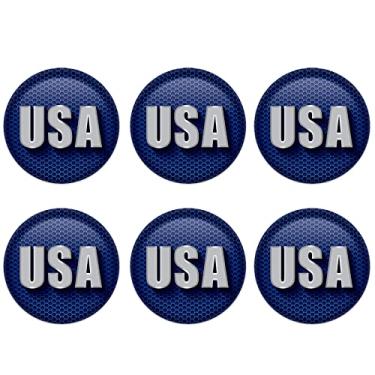 Imagem de Beistle 6 peças pinos de crachá com botão de pino EUA EUA para decoração patriótica de 4 de julho suprimentos e lembrancinhas para festa do dia da independência, 5 cm, azul/cinza