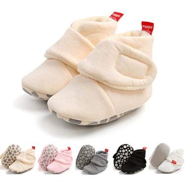 Imagem de Pantufas infantis para bebês, meninas, meninos, botas, meias quentes para bebês, sapatos para recém-nascidos, calçados para bebês, pré-caminhantes, M1981 Beige, 0-6 Months Infant