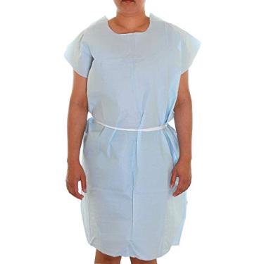 Imagem de Vestidos de exame para pacientes sem látex Dealmed, 3 camadas de tecido/poliéster/tecido, 76 cm x 107 cm, 784082, Azul, Universal