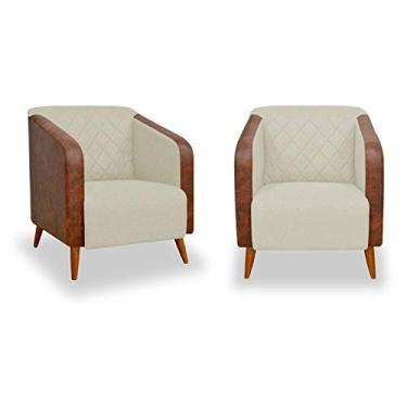 Imagem de Kit 2 Poltronas Cadeira Silmara Decorativa Sala de Espera Consultório Quarto Corano Bege - BC Decor