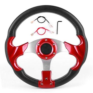 Imagem de Roda de direção Gorgeri, 320 mm/12,5 pol. volante de carro de corrida com botão de buzina PVC cor vermelha peça universal modificada