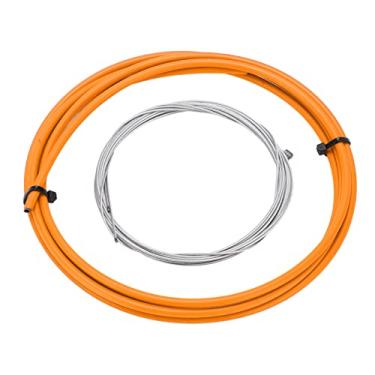 Imagem de Vbestlife Kit universal de cabo de freio de bicicleta de 4 mm, 2 m, conjunto de cabos externos e internos de substituição para bicicletas de estrada de mountain bike (laranja)