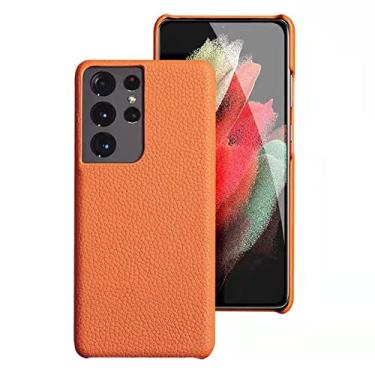 Imagem de Capa de telefone de couro genuíno para samsung s21 ultra s21plus s22 s20 plus s20fe s10 a52 A12 a32 a51 a71 a72 a52S 5G, laranja, para Galaxy A71