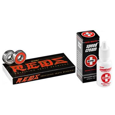 Imagem de Rolamentos vermelhos da Bones Bearings – Pacote com 8 (pacote com 8 com creme de velocidade)