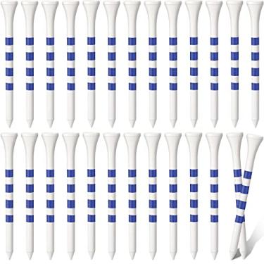 Imagem de 200 peças de camisetas de golfe de bambu 8,5 cm reduzem a fricção lateral spin Golf Tees de madeira (branco e azul)