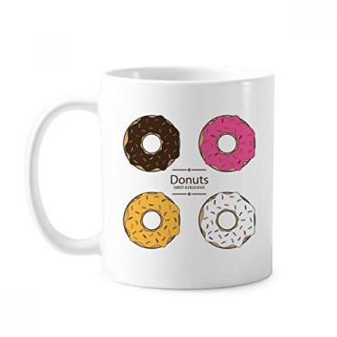 Imagem de Caneca de sobremesa de comida doce de quatro cores rosquinha cerâmica xícara de café porcelana louça