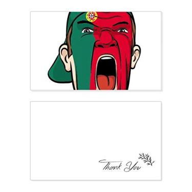 Imagem de Bandeira de Portugal Boné de maquiagem facial cabeça gritando cartão de agradecimento papel de aniversário saudação apreciação de casamento