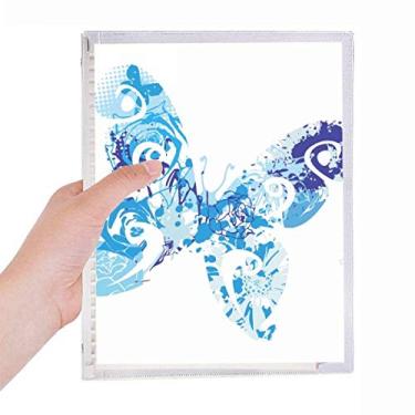 Imagem de Caderno de grafite, borboleta esvoaçante, azul, celeste, folhas soltas, diário recarregável, papelaria