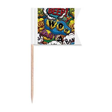 Imagem de Dialog Bubble Joint Art Deco Presente Fashion Dente Bandeiras Marcação para Bolo Festa Prato de Queijo