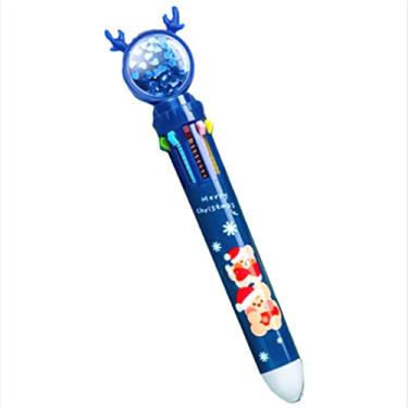 Imagem de KELATI Caneta esferográfica multicolorida de Natal, canetas de Natal retráteis de 10 cores, divertida 0,5 mm 15,7 cm 1 caneta multicolorida para festa de Natal, para escola de escritório, 4 estilos-C