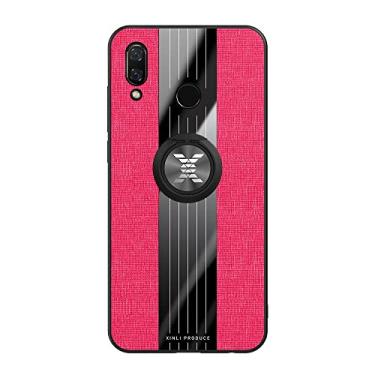 Imagem de Caso Flip do celular Compatível com Huawei Nova 3 Case, com Magnetic 360° Kickstand Case, Multifuncional Case Cloth Textue Shockproof TPU Protective Duty Case Capa protetora (Color : Rojo)