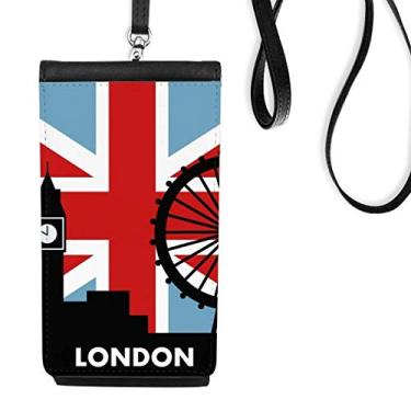 Imagem de Britain Union Jack London Eye Big Ben Flag UK Phone Wallet Purse Hanging Mobile Pouch Black Pocket