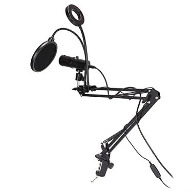 Imagem de Microfone de transmissão, microfone para PC forte penetração poder frio média estabilidade para computadores para telefones celulares para tablets para gravação ao (A6S com suporte 35 com luz