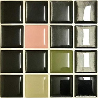 Imagem de Pastilha Adesiva Cromo Sign Preta Verde Rosa Resinada Kit 4 Placas