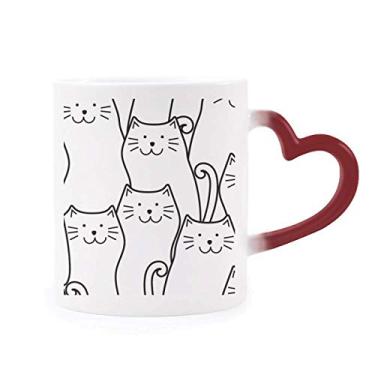 Imagem de Caneca Morphing Cat Protect Animal Pet Lover Sensível ao Calor Coração Vermelho