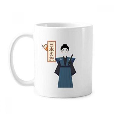 Imagem de Caneca tradicional japonesa antiga Bushi clássica de cerâmica branca presente com alças 350 ml