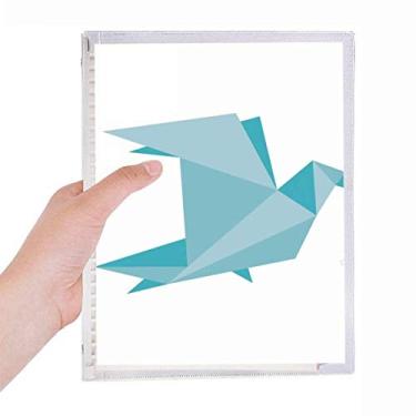 Imagem de Caderno de folhas soltas com estampa de pombo abstrata de origami verde