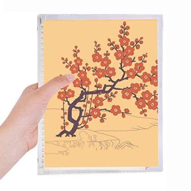 Imagem de Caderno de flores vermelhas da cultura japonesa para pintura de folhas soltas diário recarregável