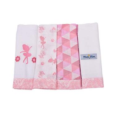 Imagem de Babete Fralda de Boca Bailarina Bordada 32cm x 32cm 4 un, Minasrey - Muito Mimo