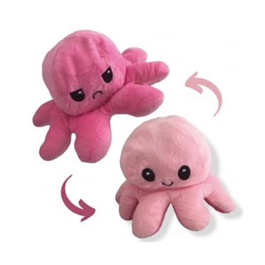 Imagem de Polvo Rosa Pelúcia Bravo Feliz Humor Reversível Com Nota fiscal