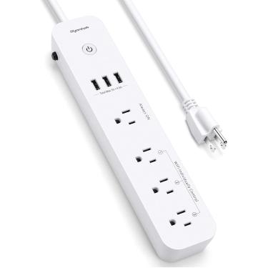 Imagem de Syantek Smart Power Strip com portas USB, compatível com Alexa e Google Home, Smart Multi Outlets Plug com 3 tomadas WiFi, 1 Always On Outlet e 3 portas USB, cabo de extensão inteligente de 5ft/1.5m