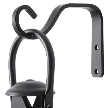 Imagem de 2 ganchos decorativos de parede de ferro para uso externo de 12,7 cm para pendurar lanternas Jarras Arandelas, Luzes Solares, Pequenas Plantas de Pássaros, Preto