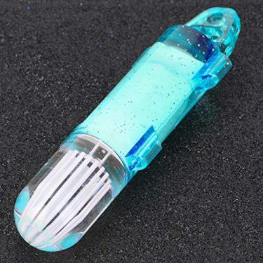 Imagem de CUYT Localizador de pesca, luz LED de queda profunda, bateria com botão integrada de 8 x 1,8 x 1,8 cm, mini iscas de pesca de água salgada para doca do mar de água doce (azul)
