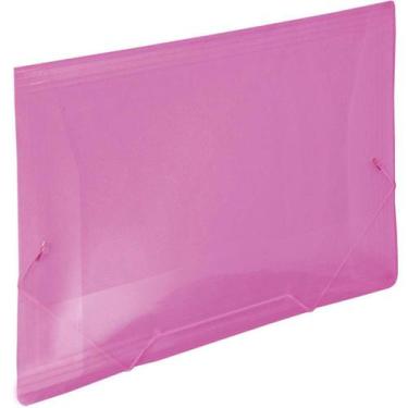 Imagem de 10 Pastas Ofício Plástico Com Abas Transparente Rosa - Polibras