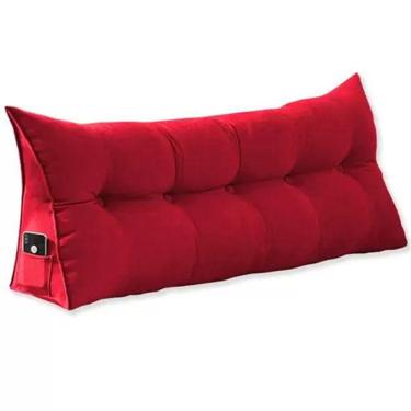 Imagem de Cabeceira Almofada Para Leitura Na Cama Mel Casal 140 cm Suede Vermelho - LM DECOR