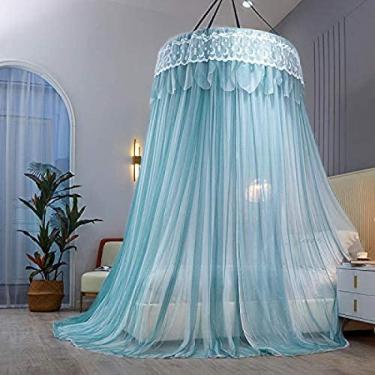 Imagem de Princess Dome Mosquito Net Dupla Camada Dossel Cama Dupla, Tenda Pendurada De Renda Para Camas De Solteiro A King Size Ideal Para Quarto Decorativo-,Azul,Pleasant63