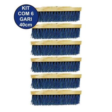 Imagem de Kit Com 6 Vassoura Escovão Gari Nylon Duro 40Cm Sem Cabo