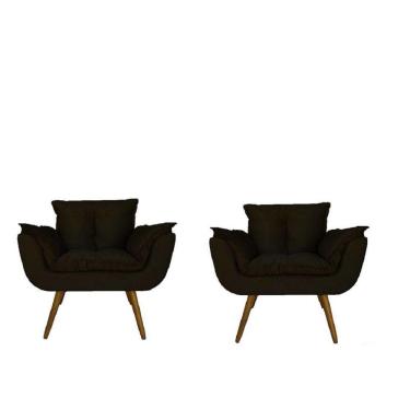 Imagem de Combo 2 Poltronas Decorativa Estofada Para Sala Comercial Opala Suede Marrom - LM DECOR