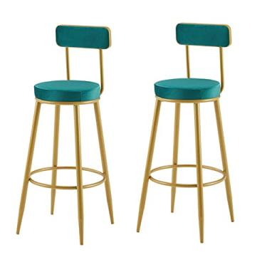 Imagem de Cadeiras de jantar cadeiras de sala de jantar, balcões de bar altos conjunto de 2 bancos de bar de veludo para café da manhã banquetas de jantar cadeiras de bar de altura fixa com apoio para os pés para bar de café da manhã, balcão, cozinha Tudo está bem