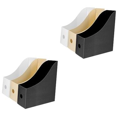 Imagem de Amosfun 6 Peças Para Livros Organizador De Caixas Estojo Mesa Plástico E Arquivo Doméstico Estante Documentos Caixas Bege Suporte De Rack Arquivos Armazenamento De Escritório