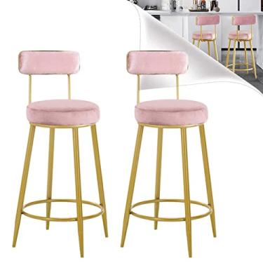 Imagem de Cadeiras de jantar cadeiras de sala de jantar banquetas de bar, bancos de cozinha conjunto de 2 cadeiras de bar altas com encosto e apoio de braço, tecido de veludo, assento alto de 65 cm, montagem fácil (conjunto de 2) Tudo está bem