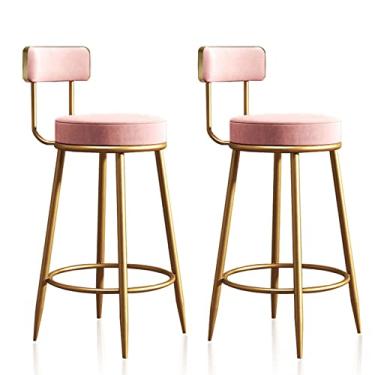 Imagem de Cadeiras de jantar cadeiras de sala de jantar banquetas de bar de veludo conjunto de 2 bancos de balcão de jantar de café da manhã com apoio de pé anel e apoio para os pés bancos altos antiderrapantes para café da manhã, bar, balcão de cozinha, tudo está bem