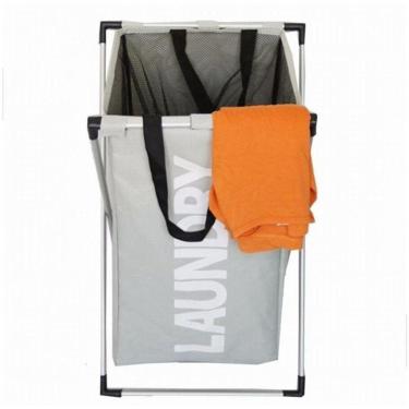 Imagem de Cesto Roupa Suja Lavanderia Organizador De Roupas Cromado