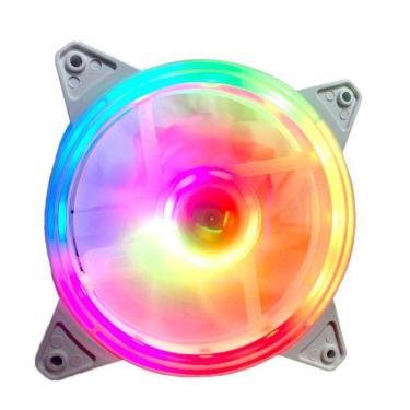 Imagem de Cooler Fan Gamer Fc1330 Branco Rgb Bordas Led Hayom 120Mm