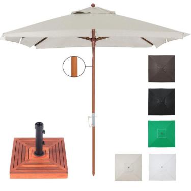Imagem de  Ombrelone Madeira Quadrado 2x2m Sardenha Sombreiro Bagum Com Base Madeira - Belfix