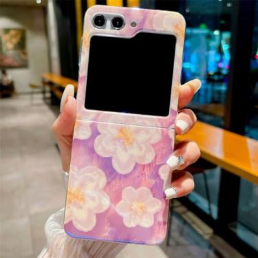 Imagem de Para Samsung ZFlip 5 4 3 Cartoon 3D Star Case Para Samsung Galaxy Z Flip 5 4 3 flip5 Flip4 5G Capa de pintura de flores, PurpleYH, para Samsung Z Flip 5