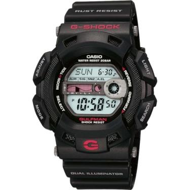 Imagem de Casio G-Shock G9100-1 Relógio esportivo masculino de resina preta, Preto/vermelho, G9100-1