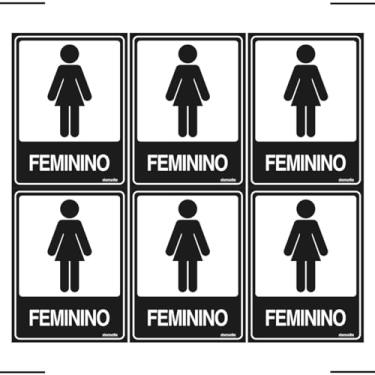 Imagem de Combo 6 Placas De Sinalização Banheiro Feminino 15x20 Ekomunike - A-465 F9e