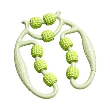 Imagem de MERIGLARE Braço perna massageador 9 rodas rolo muscular braçadeira perna rolo circular perna braçadeira para tênis interno cotovelo pescoço corpo inteiro coxa, Verde