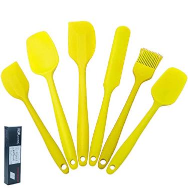 Imagem de Kit 6 Unidades Espátulas Pão Duro Pincel Utensílios Cozinha Confeitaria Silicone Multiuso Cores Diversas (Amarelo)