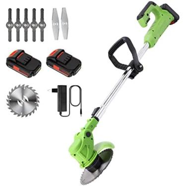 Imagem de Cortador de grama portátil cortador de grama elétrico telescópico, cortador de escova para ferramenta de poda de jardim sem fio, acessórios completos, bateria de lítio recarregável, 24V, ver