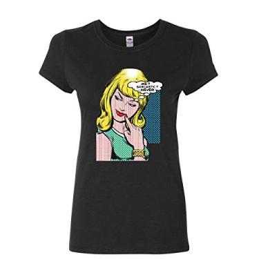 Imagem de Me Sarcastic Never Camiseta feminina engraçada vintage quadrinhos pop art sarcasmo, Preto, M